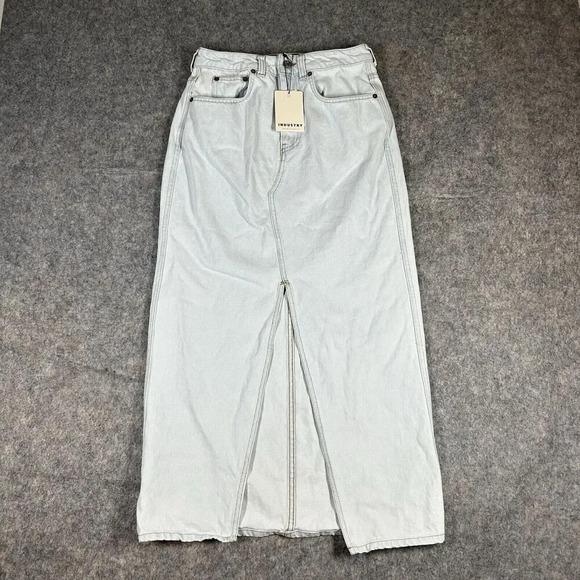 Industry Republic Clothing Midi Skirt Women's Size 4 Blue Denim W/Front Slit - Picture 1 of 7